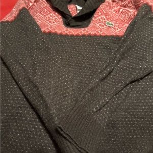 Lacoste Brown and Red Turtleneck Sweater
